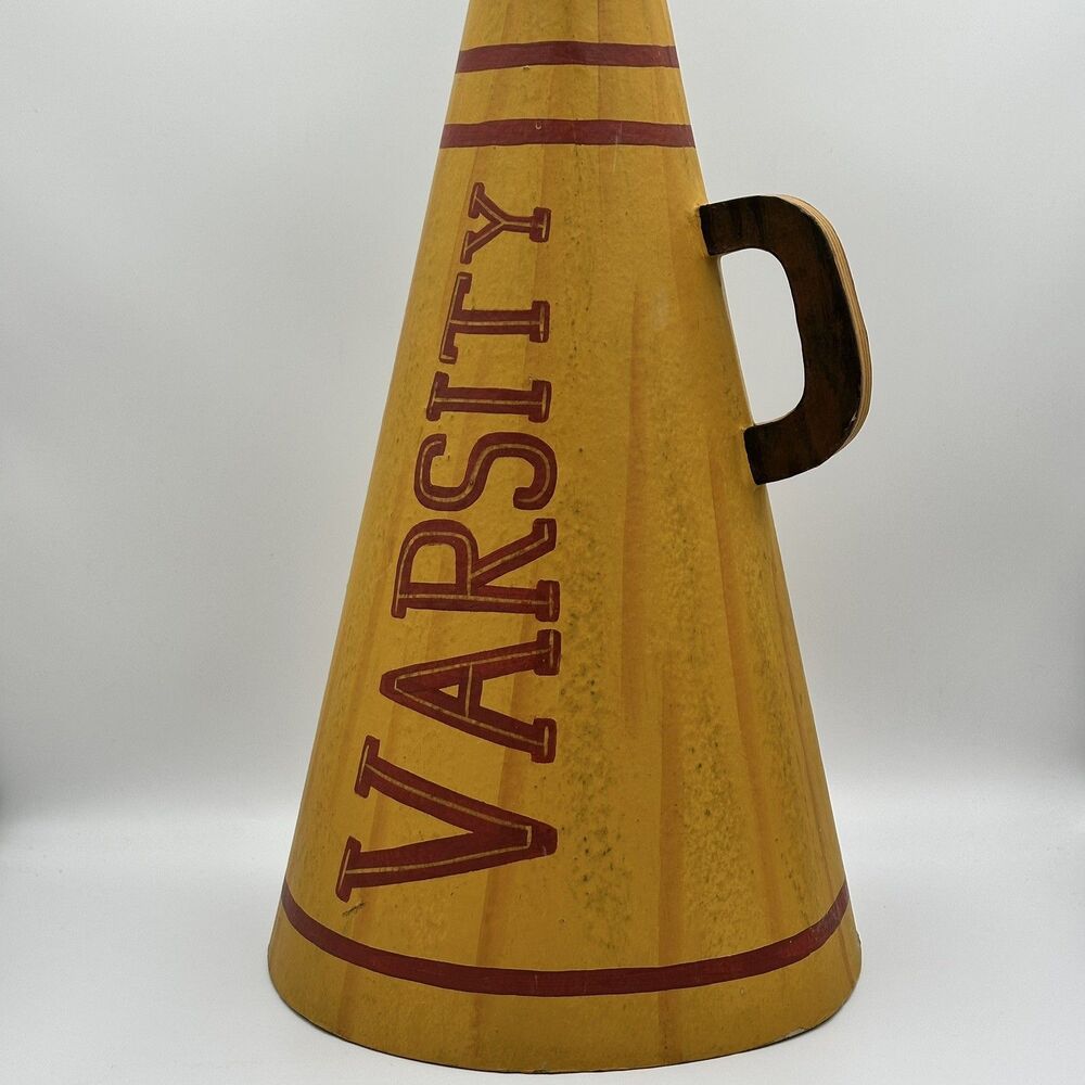 Vintage-style, Varsity Yell Megaphone Maroon / Burgundy and Gold Cardboard